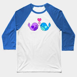 Love Birds (Purple and Blue) - Blue Baseball T-Shirt